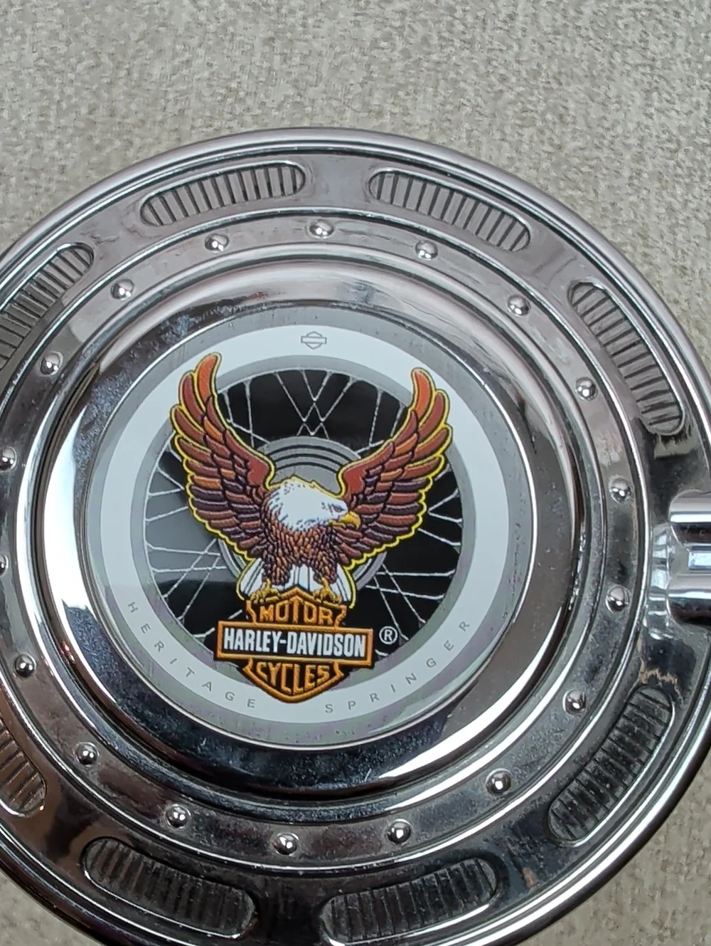 Harley-Davidson Blue Heritage Springer Ceramic Stein with Pewter Lid Like New